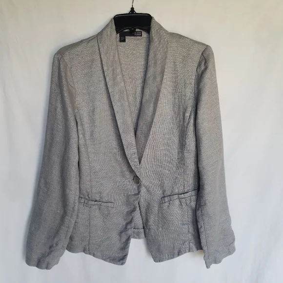 Eileen Fisher Gray Twinkle Linen Blazer - Picture 2 of 10